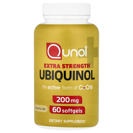 Qunol Ubiquinol 200 mg bottle front, 60 softgels