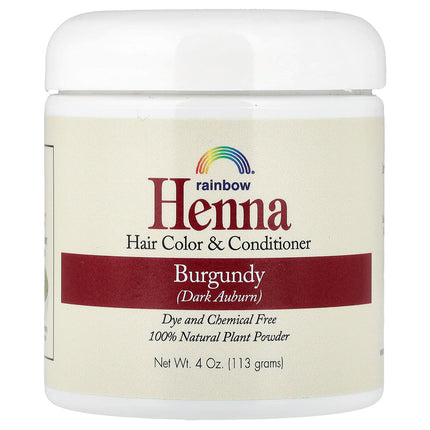 Rainbow Research Henna Hair Colour Burgundy (Dark Auburn) 4 oz (113 g) – front of pack