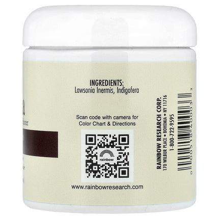 Rainbow Research Henna Hair Colour Dark Brown (Sable) 4 oz (113 g) – back label with ingredients and directions