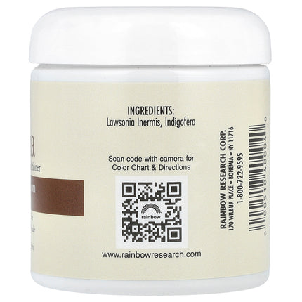 Rainbow Research Henna Hair Colour Medium Brown (Chestnut) 4 oz (113 g) – back label with ingredients and directions