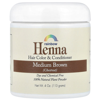 Rainbow Research Henna Hair Colour Medium Brown (Chestnut) 4 oz (113 g) – front of pack
