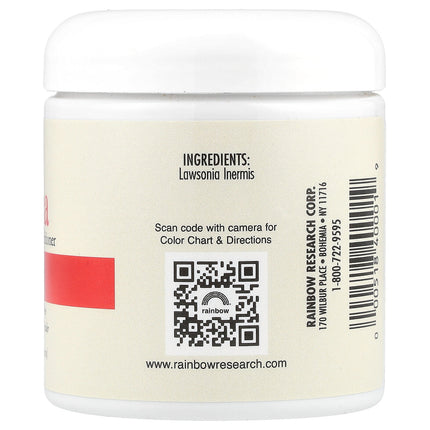 Rainbow Research Henna Hair Colour Red 4 oz (113 g) – back label with ingredients and directions