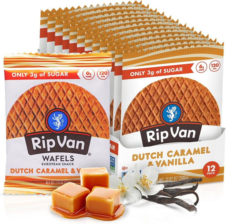 Rip Van Stroopwafels caramel and vanilla healthy snacks 12 count