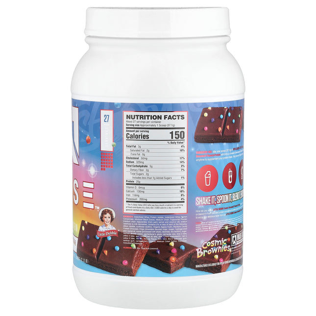 Ryse Loaded Protein Cosmic Brownies 1 kg tub, back label with nutrition facts