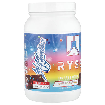 Ryse Loaded Protein Cosmic Brownies 1 kg tub, front of pack