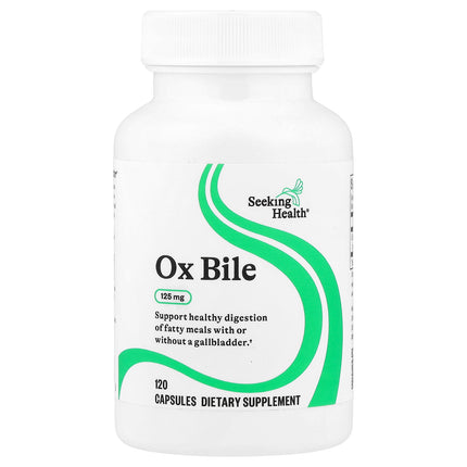 Seeking Health Ox Bile 125 mg 120 capsules bottle, front of pack