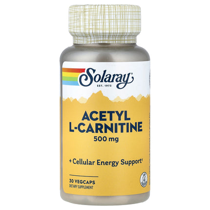 Solaray Acetyl L-Carnitine, 500 mg 30 VegCaps - front of pack