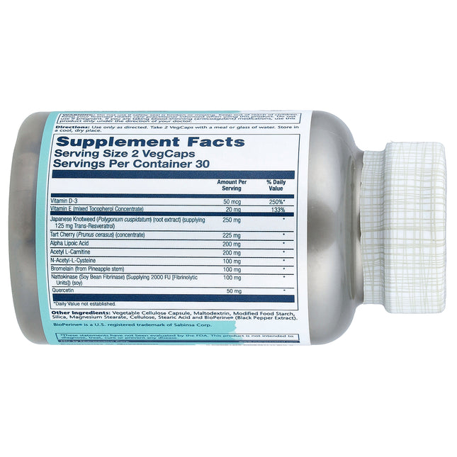 Solaray Acetyl L-Carnitine Alpha Lipoic Acid 60 VegCaps - back label with supplement facts and ingredients