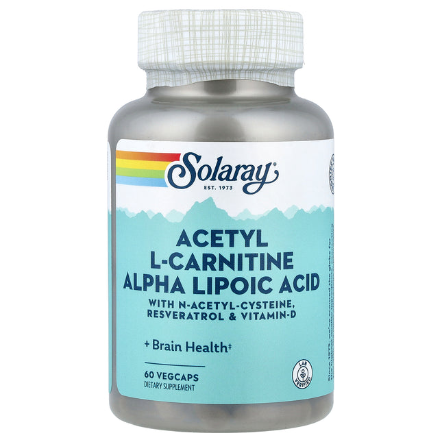 Solaray Acetyl L-Carnitine Alpha Lipoic Acid 60 VegCaps - front of pack