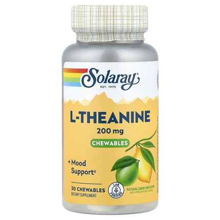 Solaray L-Theanine Chewables, Natural Lemon Lime, 200 mg, 30 Chewables - product front