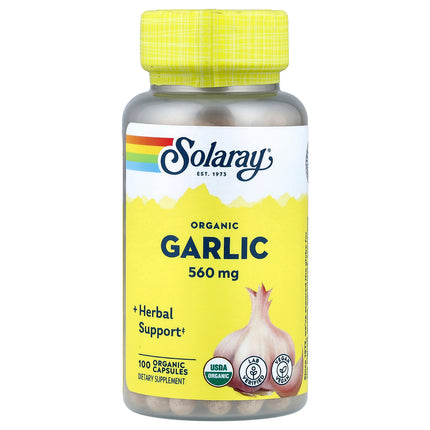 Solaray Organic Garlic 560 mg 100 Organic Capsules - front of bottle