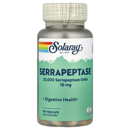 Solaray Serrapeptase 10 mg 90 VegCaps bottle, front view