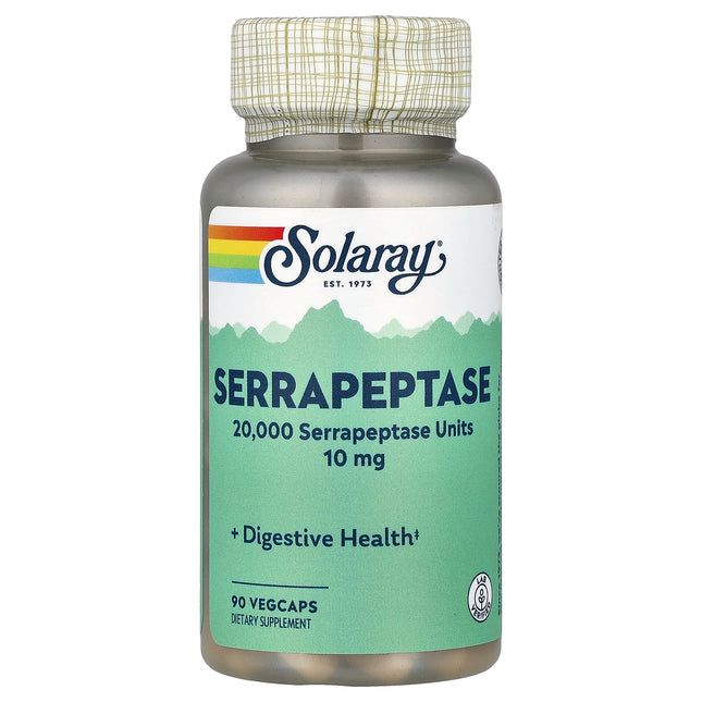 Solaray Serrapeptase 10 mg 90 VegCaps bottle, front view
