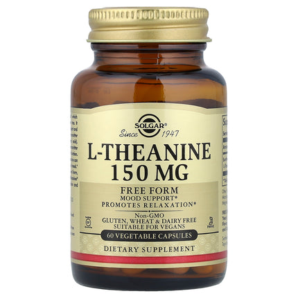 Solgar L-Theanine, Free Form, 150 mg, 60 Vegetable Capsules - product front