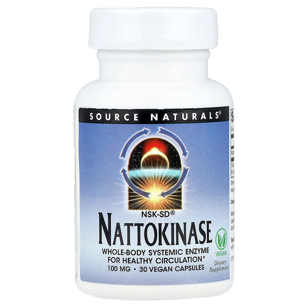 Source Naturals NSK-SD Nattokinase 100mg 30 Vegan Capsules bottle front label