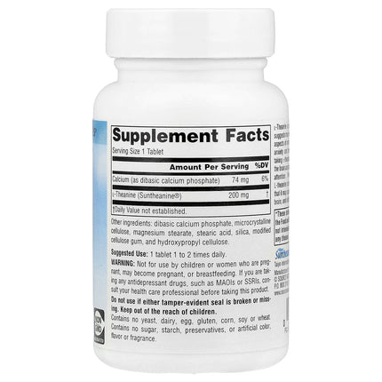 Source Naturals Serene Science, L-Theanine, 60 Tablets - supplement facts and ingredients label