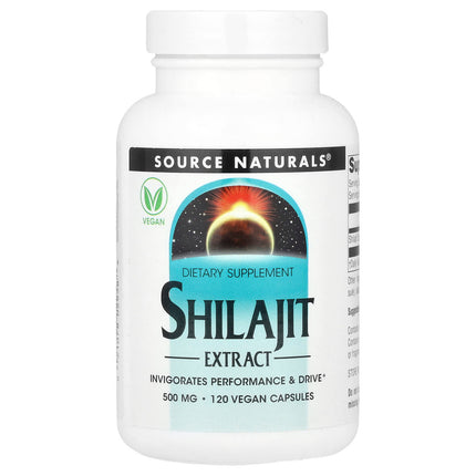 Source Naturals Shilajit Extract 500 mg 120 Vegan Capsules - front of bottle