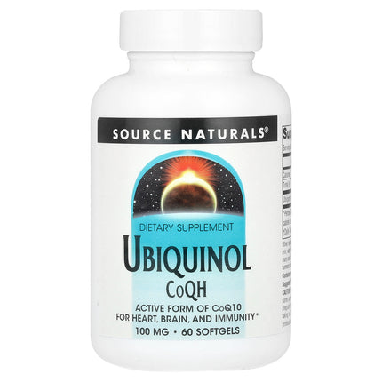 Source Naturals Ubiquinol CoQH 100 mg bottle front, 60 softgels