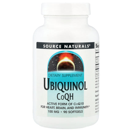 Source Naturals Ubiquinol CoQH 100 mg bottle front, 90 softgels