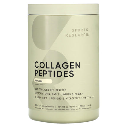 Sports Research Collagen Peptides, Vanilla - Front of pack