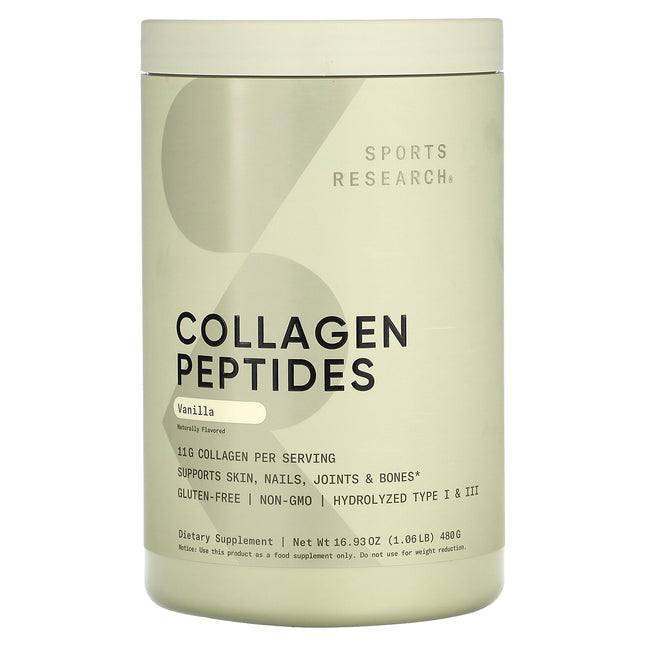 Sports Research Collagen Peptides, Vanilla - Front of pack