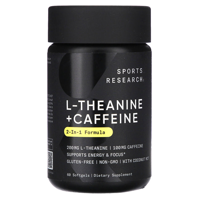 Sports Research L-Theanine & Caffeine, 2-in-1 Formula, 60 Softgels - product front
