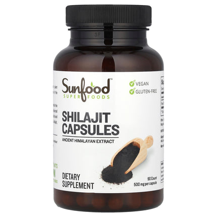 Sunfood Shilajit 500 mg 90 Capsules - front of bottle