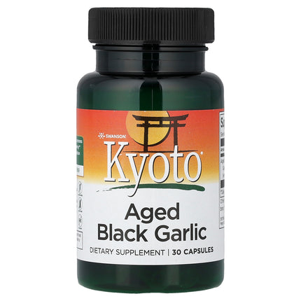 Swanson Vitamins Kyoto Aged Black Garlic 30 Capsules - front of bottle