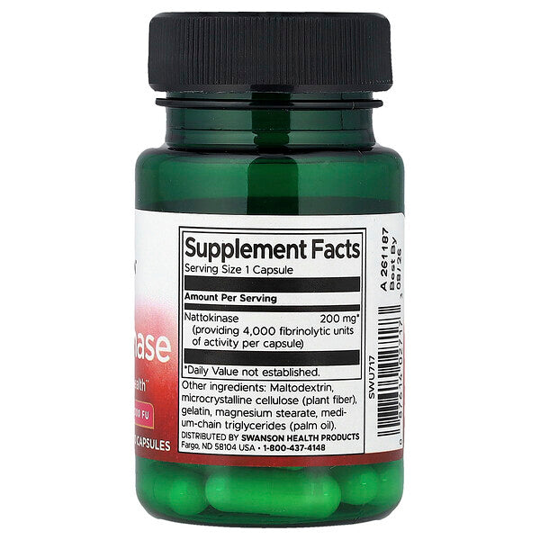 Swanson Nattokinase 200mg 30 Capsules supplement facts back label