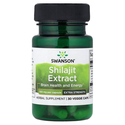 Swanson Vitamins Shilajit Extract 100 mg 30 Veggie Caps - front of bottle