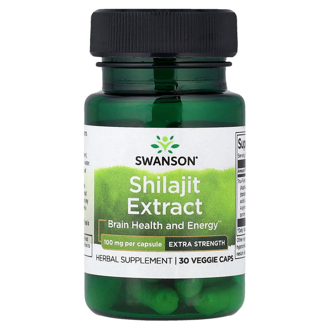 Swanson Vitamins Shilajit Extract 100 mg 30 Veggie Caps - front of bottle
