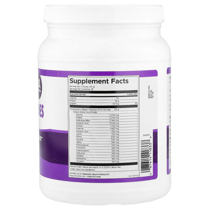 Swanson Vitamins Collagen Peptides, Unflavoured - Back label with supplement facts and ingredients