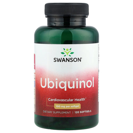 Swanson Vitamins Ubiquinol 100 mg bottle front, 120 softgels