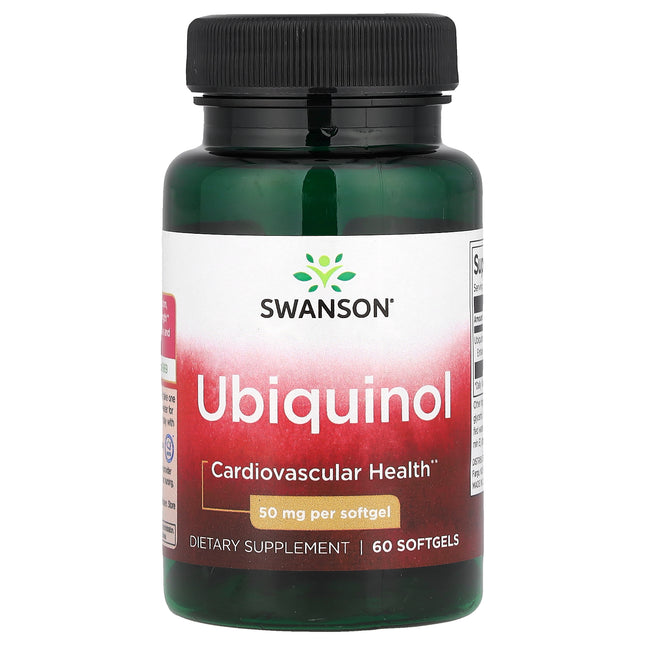 Swanson Vitamins Ubiquinol 50 mg bottle front, 60 softgels