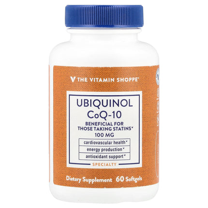 The Vitamin Shoppe Ubiquinol CoQ-10 100 mg bottle front, 60 softgels