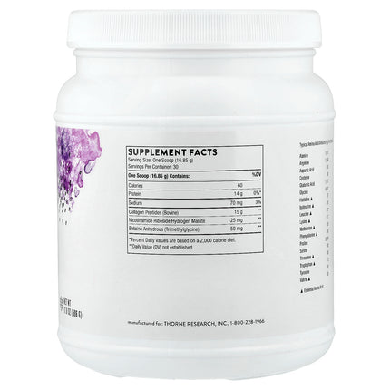 Thorne Collagen Fit - Back label with supplement facts and ingredients