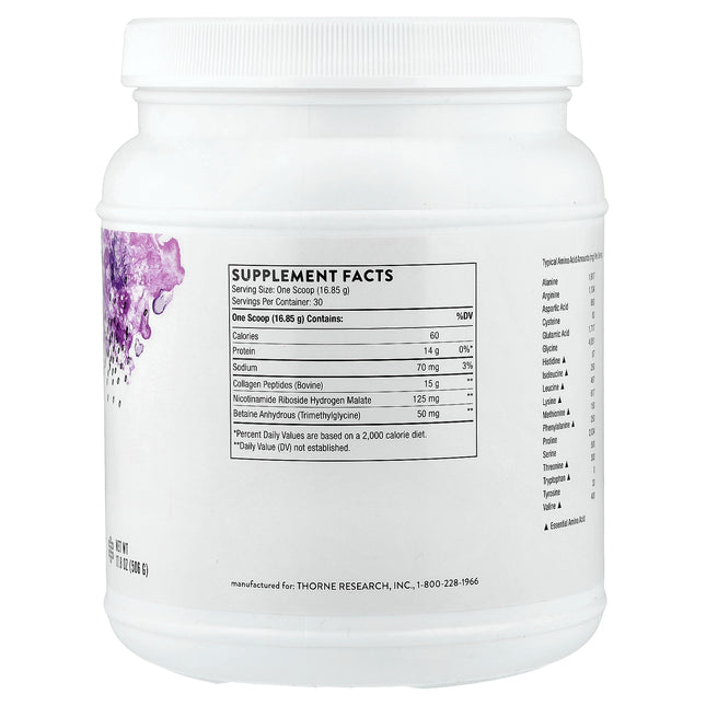 Thorne Collagen Fit - Back label with supplement facts and ingredients