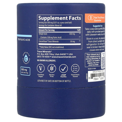 Trace Shilajit 1.06 oz 30 g - supplement facts label