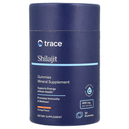 Trace Shilajit Gummies Orange 30 Gummies - front of jar