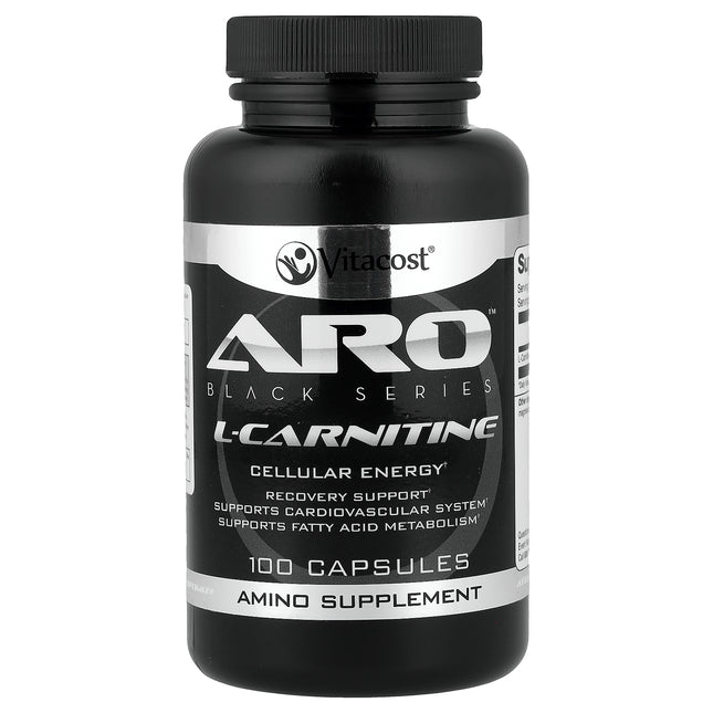 Vitacost ARO™ Black Series L-Carnitine, 500 mg per Capsule 100 Capsules - front of pack