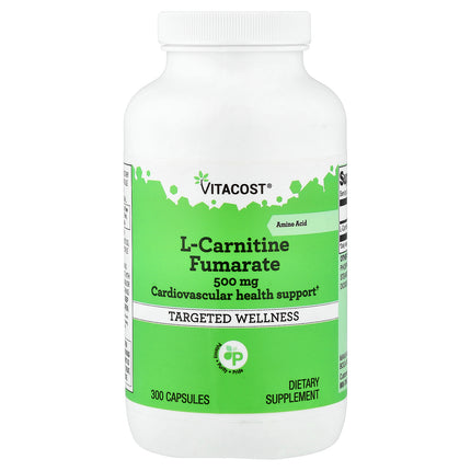 Vitacost L-Carnitine Fumarate, 500 mg 300 Capsules - front of pack