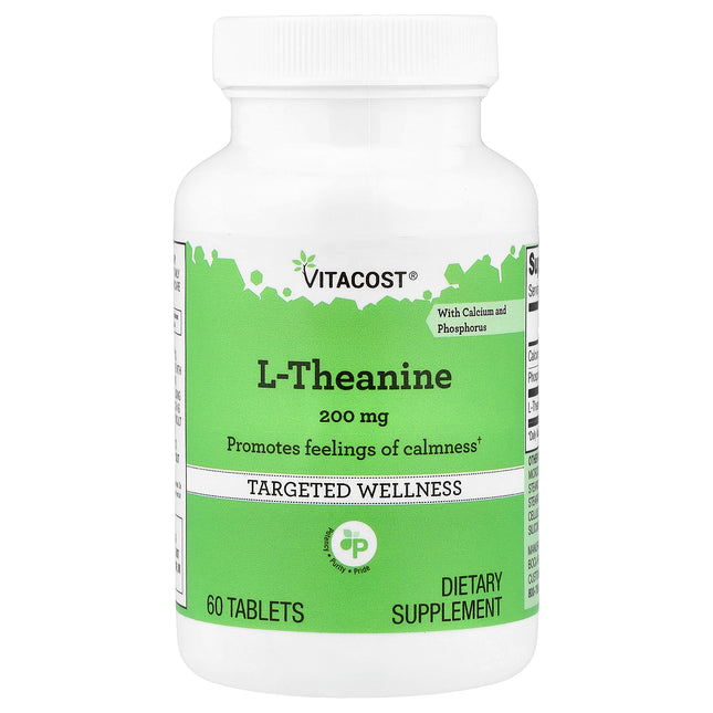 Vitacost L-Theanine With Calcium and Phosphorus, 60 Tablets - product front