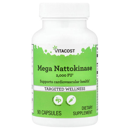 Vitacost Mega Nattokinase 2000 FU 90 Capsules bottle front label