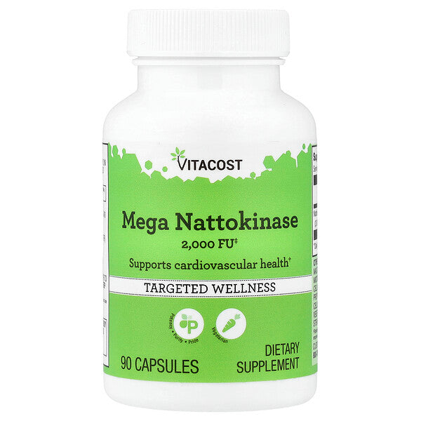 Vitacost Mega Nattokinase 2000 FU 90 Capsules bottle front label