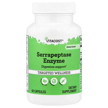 Vitacost Serrapeptase Enzyme 27.27 mg 60 Capsules bottle, front view