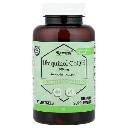 Vitacost Synergy Ubiquinol CoQH 100 mg bottle front, 60 softgels