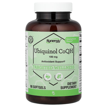 Vitacost Synergy Ubiquinol CoQH 100 mg bottle front, 90 softgels