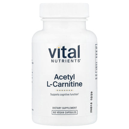 Vital Nutrients Acetyl L-Carnitine, 500 mg per Capsule 60 Vegan Capsules - front of pack