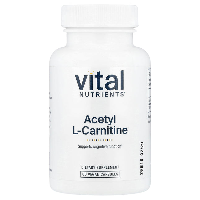 Vital Nutrients Acetyl L-Carnitine, 500 mg per Capsule 60 Vegan Capsules - front of pack