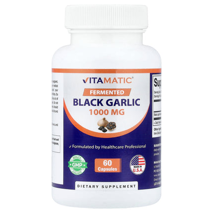 Vitamatic Fermented Black Garlic 60 Capsules - front of bottle